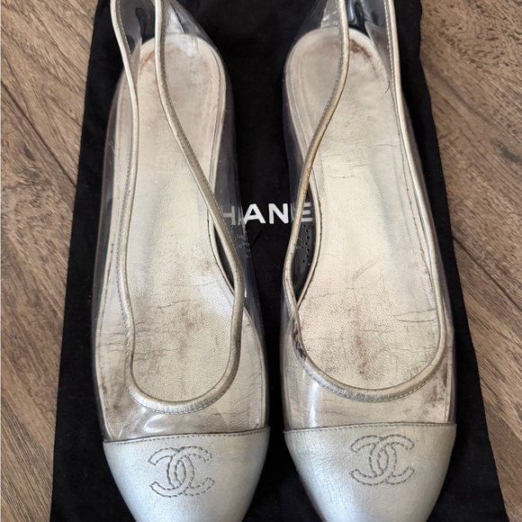Chanel Silver and Clear PVC Women's Ballet Flats Size 39 - Picture 2 of 5